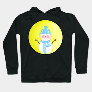 Cute Snowman with beautiful full moon Hoodie